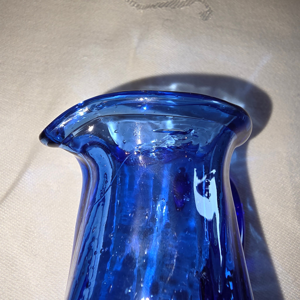 Hand Blown art glass mini pitcher/ creamer/ vase cobalt