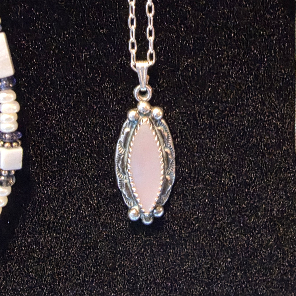 Sterling/  pink mother of pearl necklace