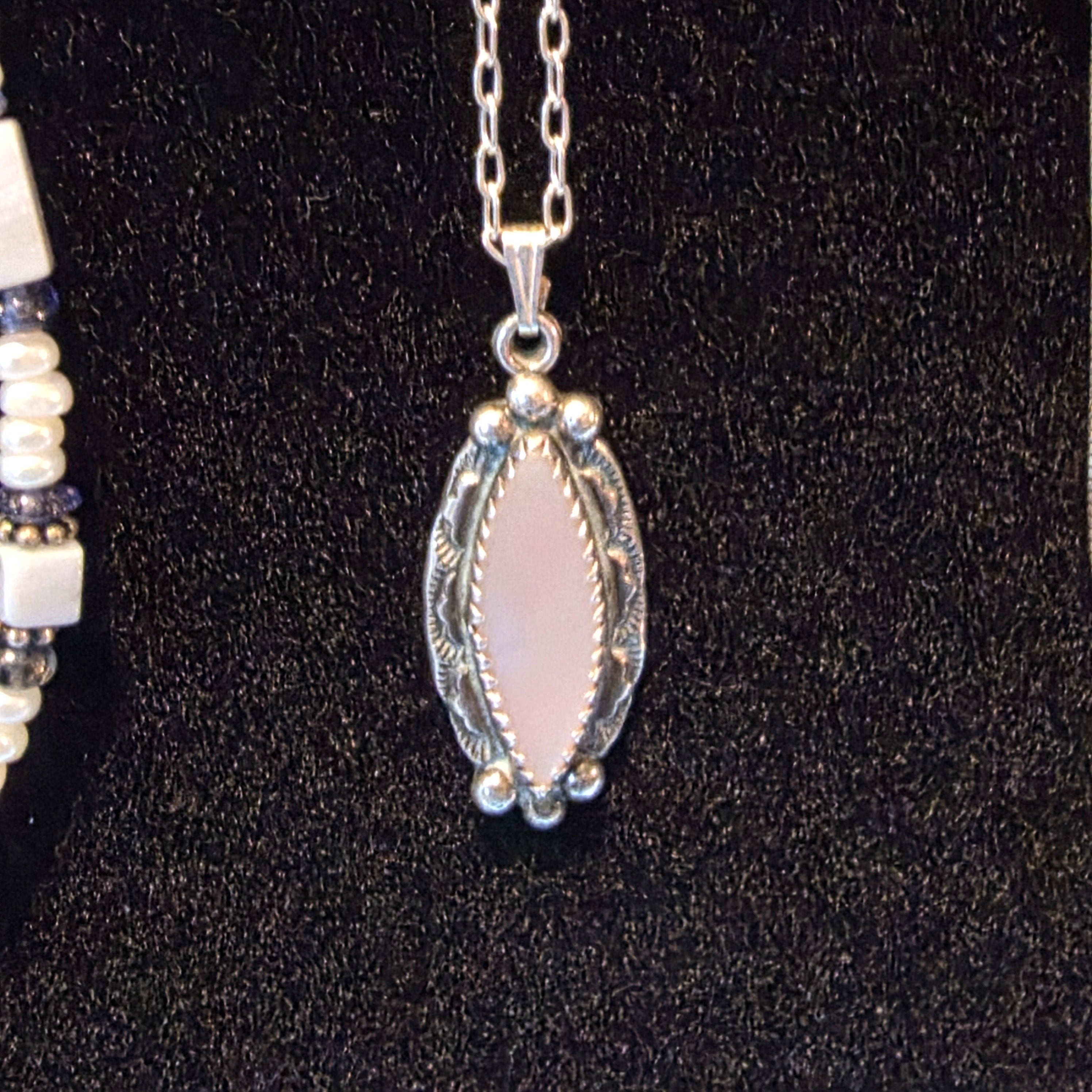 Sterling/  pink mother of pearl necklace