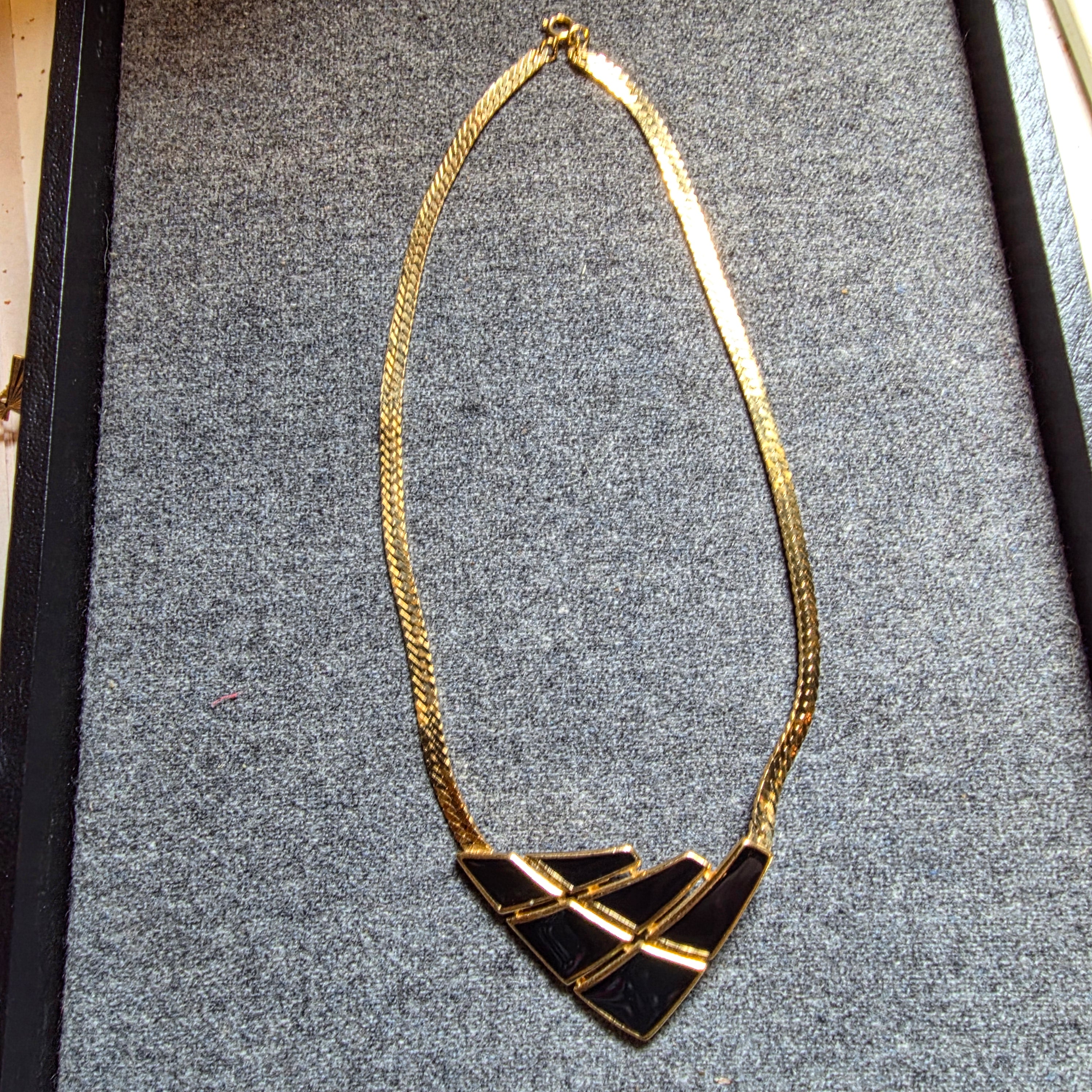 Trifari gold tone and black choker