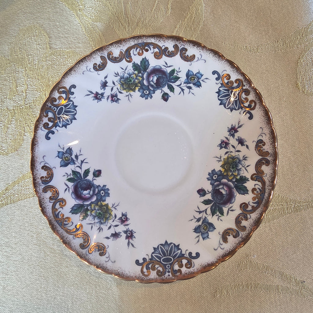 Vintage Rosina Fine Bone China Tea Cup & Saucer Set | English Floral Gold Trim