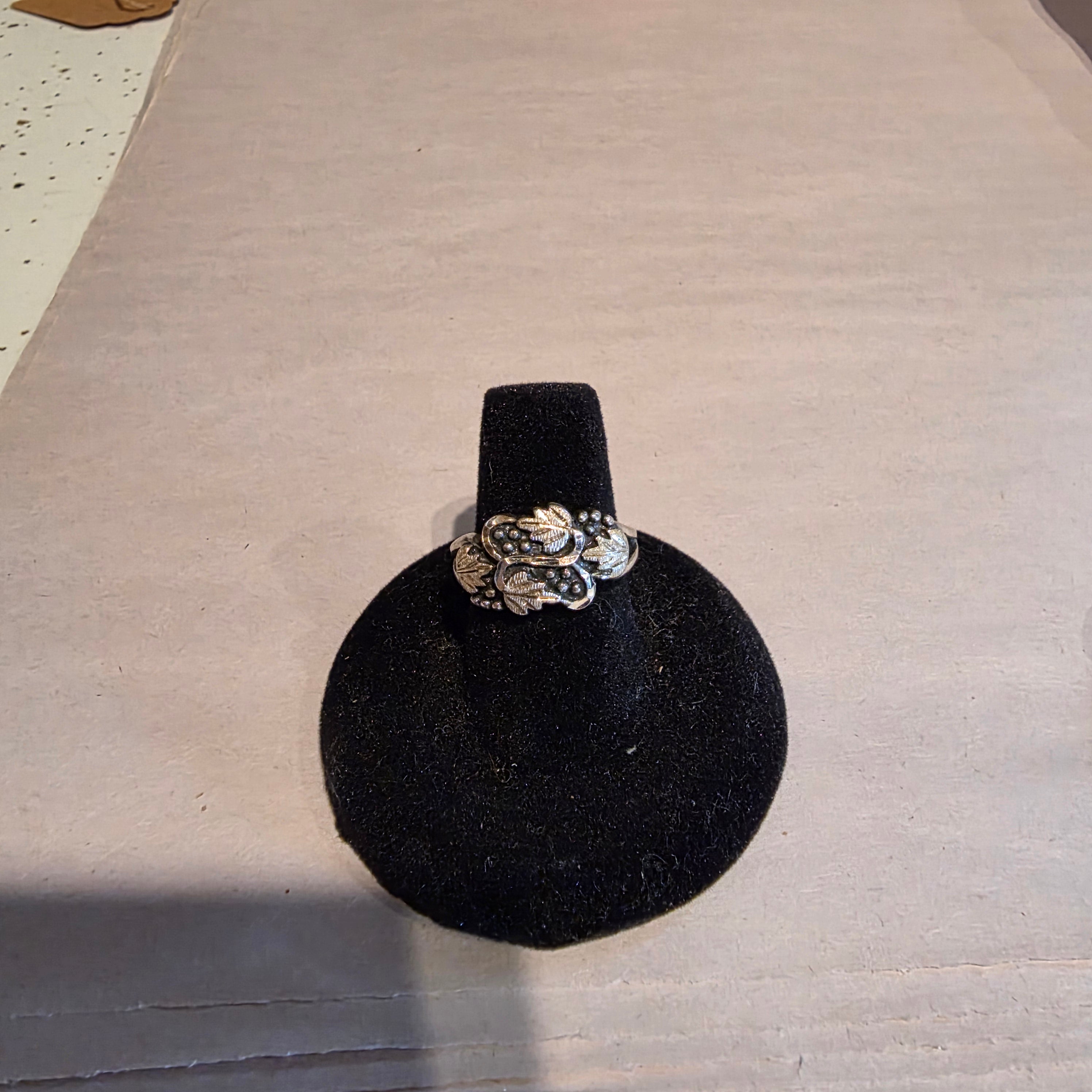 Grape leaves sterling ring