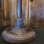 Vtg Bronze Bankers Lamp Frosted Etched Glass Shade Art Deco Desk Accent Light