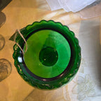 Vtg. Anchor Hocking Forest Green Glass Vase 9" Scalloped Rim