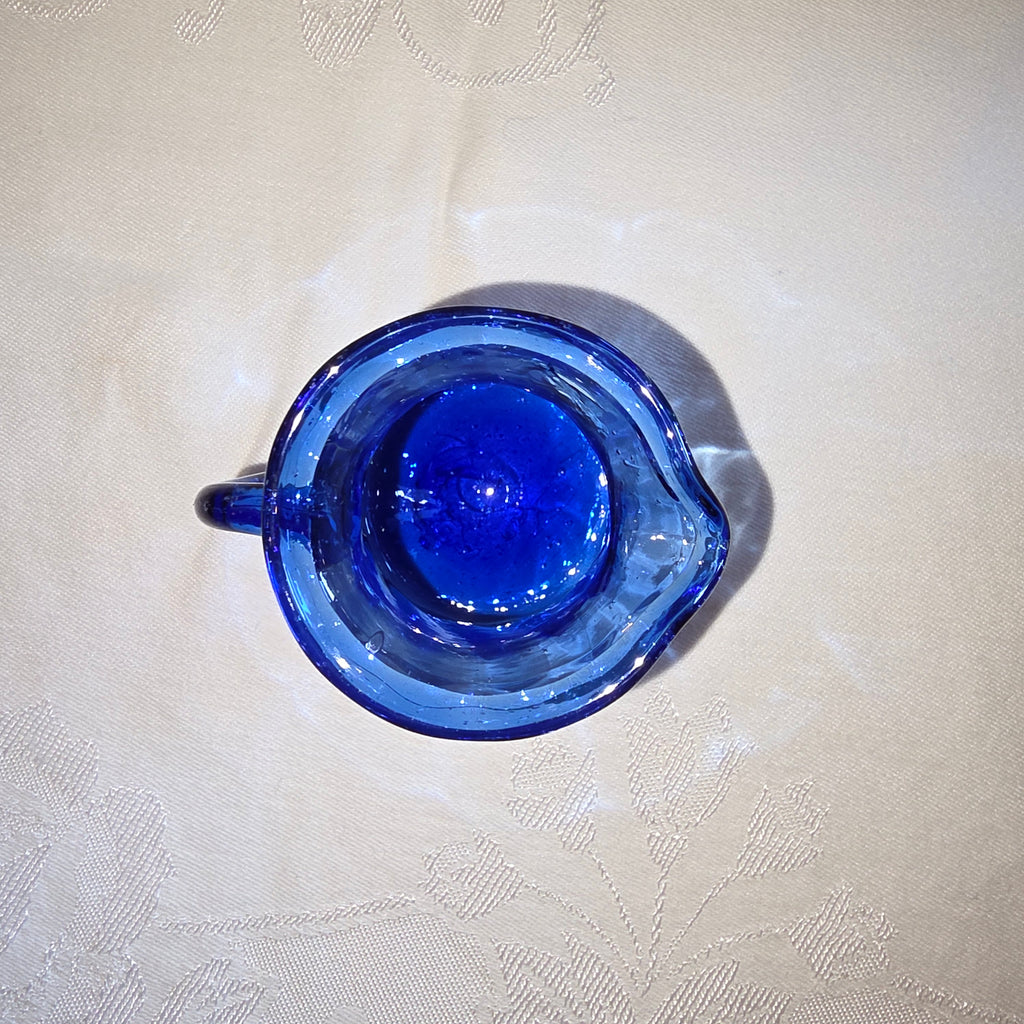 Hand Blown art glass mini pitcher/ creamer/ vase cobalt