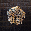 Vintage Silver Rhinestone Flower Brooch Pin Crystal Floral Wedding Prom Jewelry