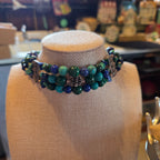 Sterling,  turquoise, Malachite, Lapis Lazuli choker