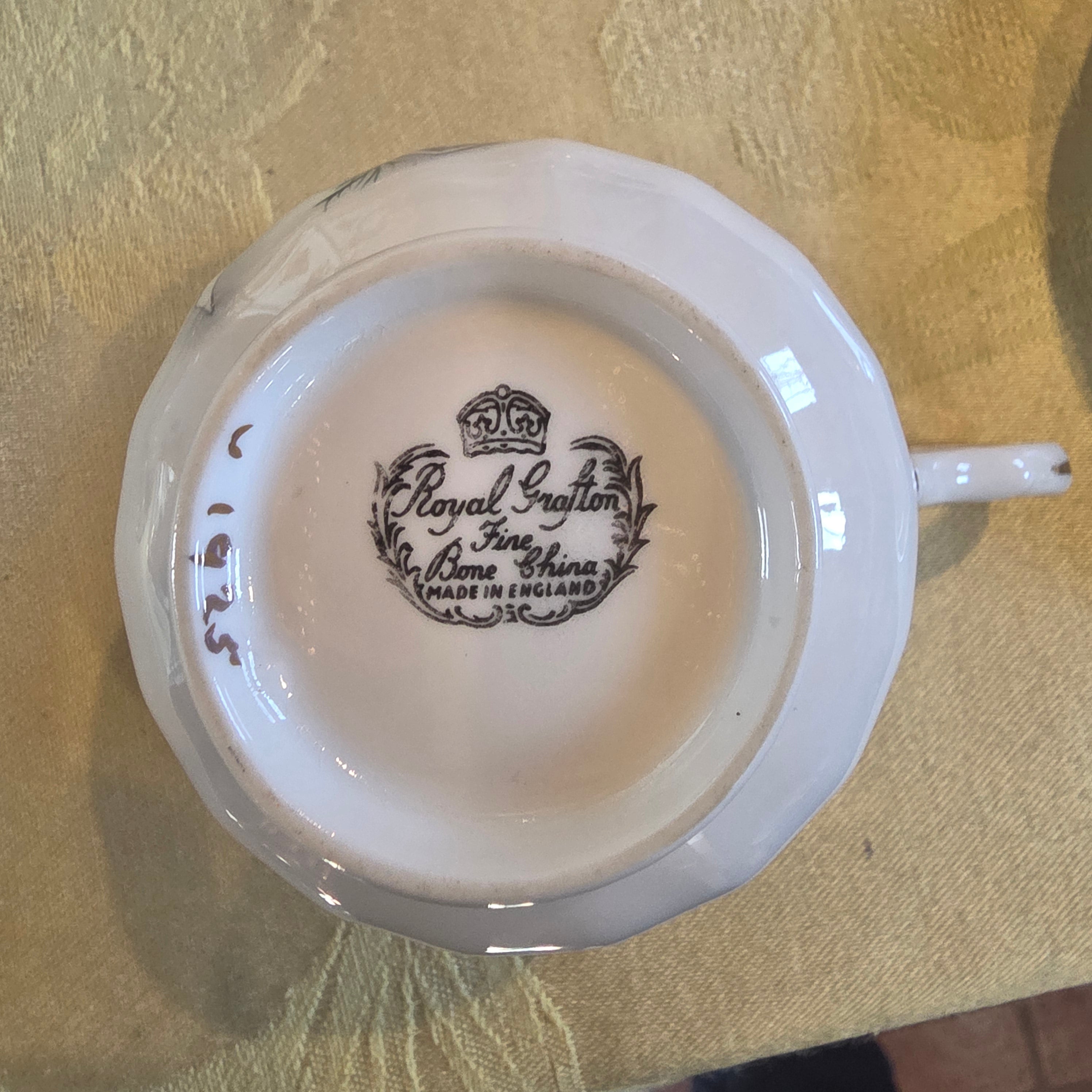 Royal Grafton Mother's Day Teacup & Saucer, Violets, Bone China