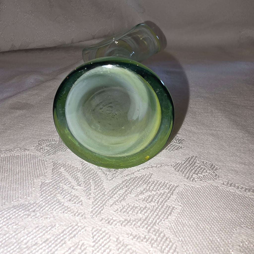 Hand blown green Swirl jack in the pulpit bud vase