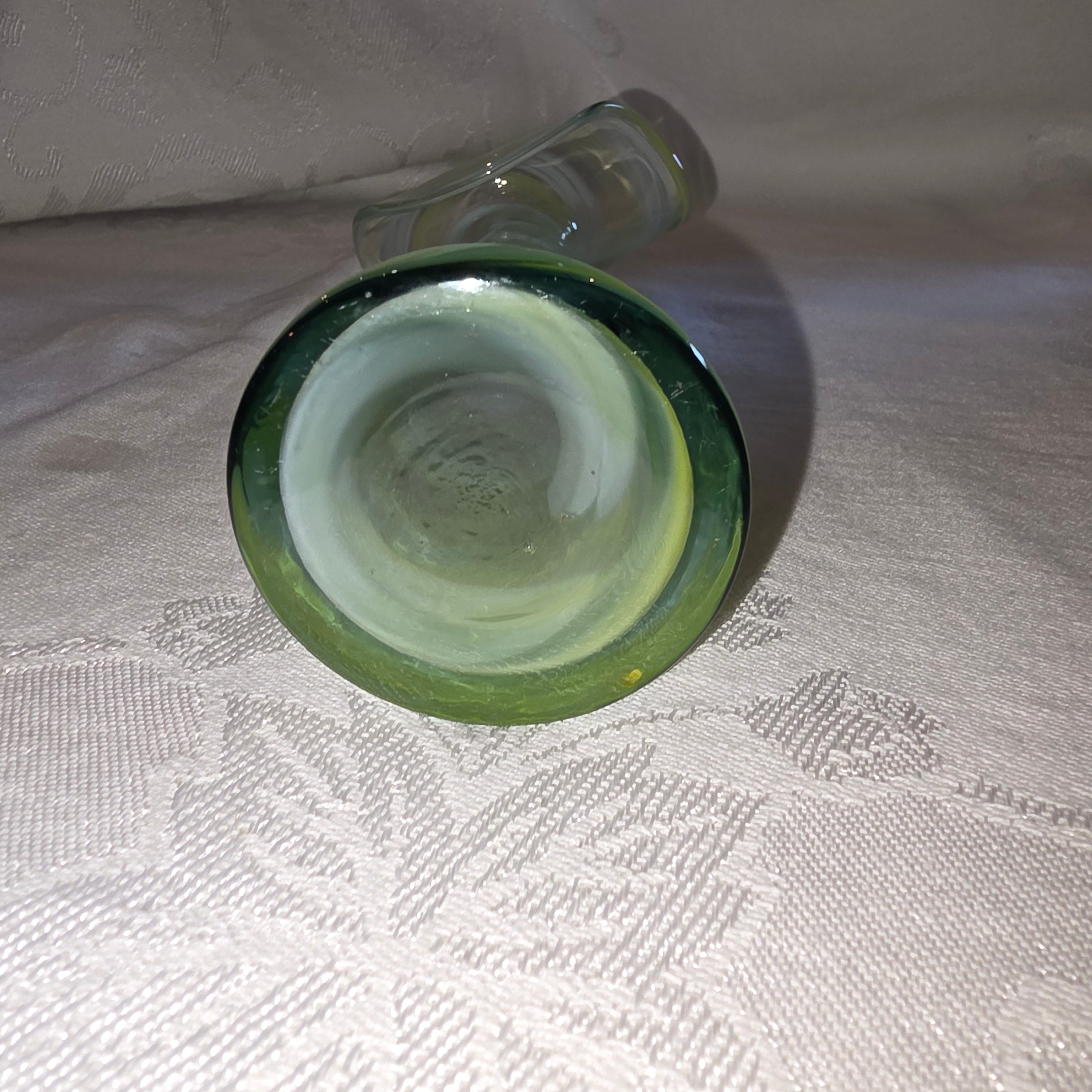 Hand blown green Swirl jack in the pulpit bud vase