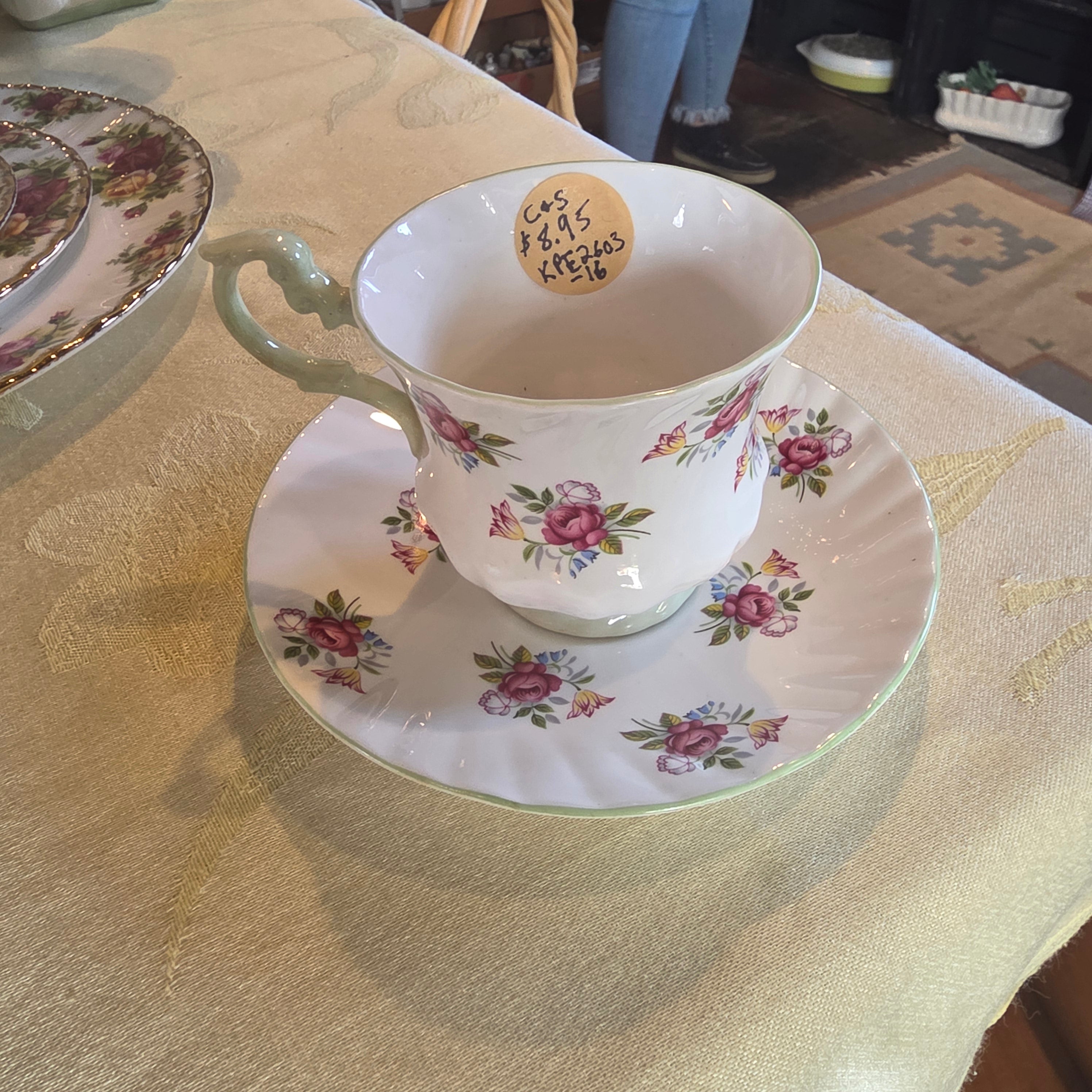 Vintage Rosina England Red Roses Teacup & Saucer Set | Fine Bone China | Gold Trim