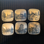 Bing & Grondahl Kjeld Bonfils Copenhagen Square Mini Plates Set of 6 Vintage