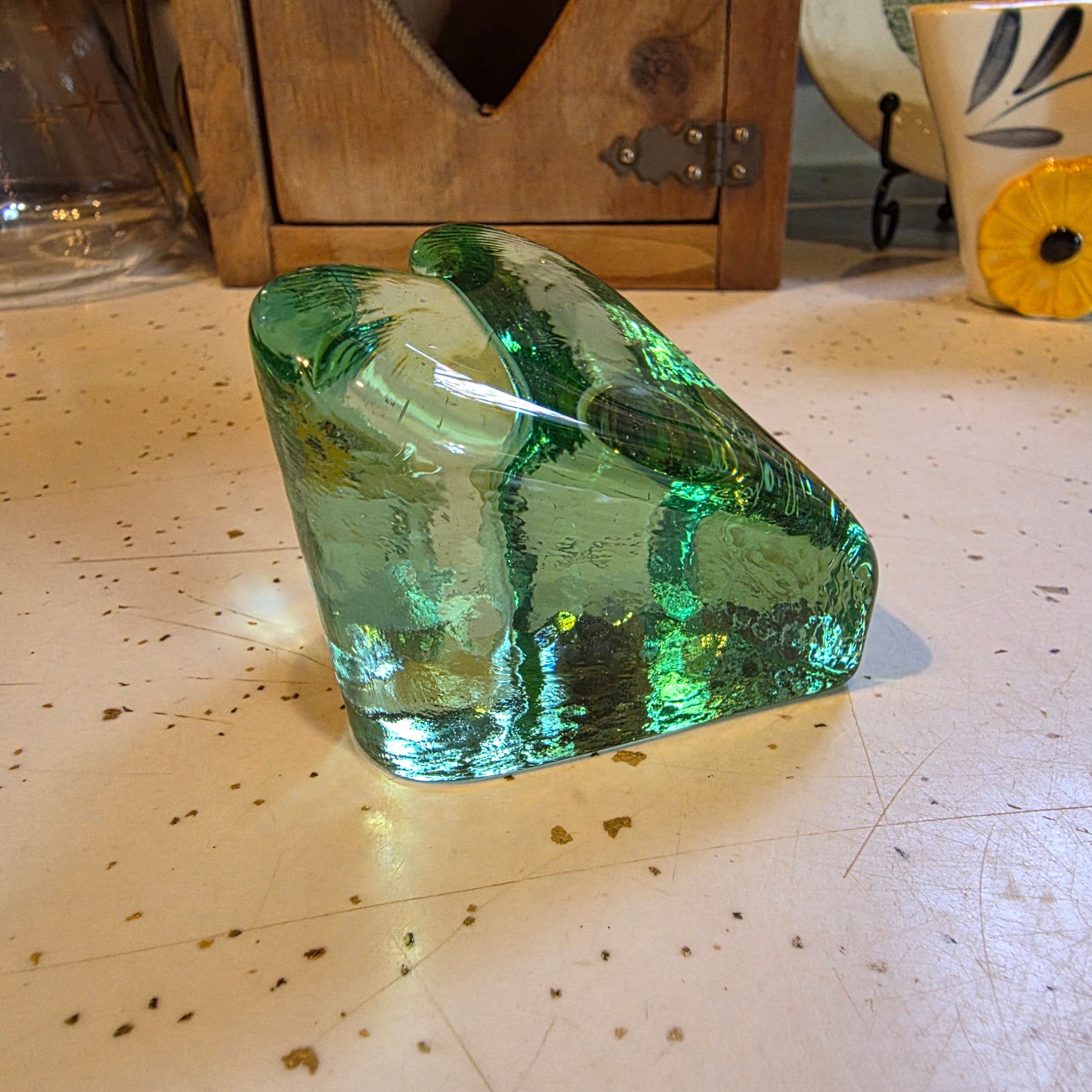 Fire and Light Recycled Glass Heart Paper weight