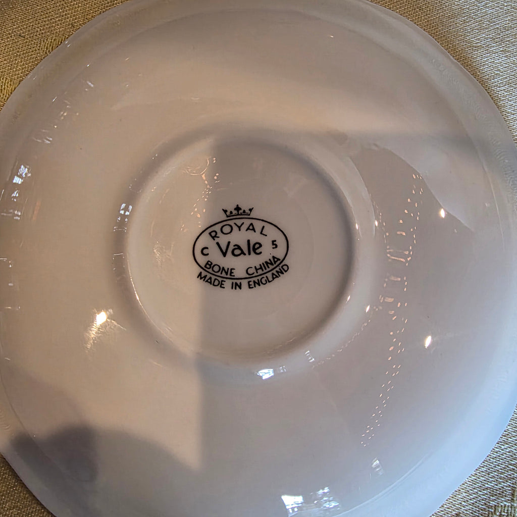 Vtg. English Bone China Royal Vale Cup & Saucer Pink Wild Rose with Gold Gilt Rim