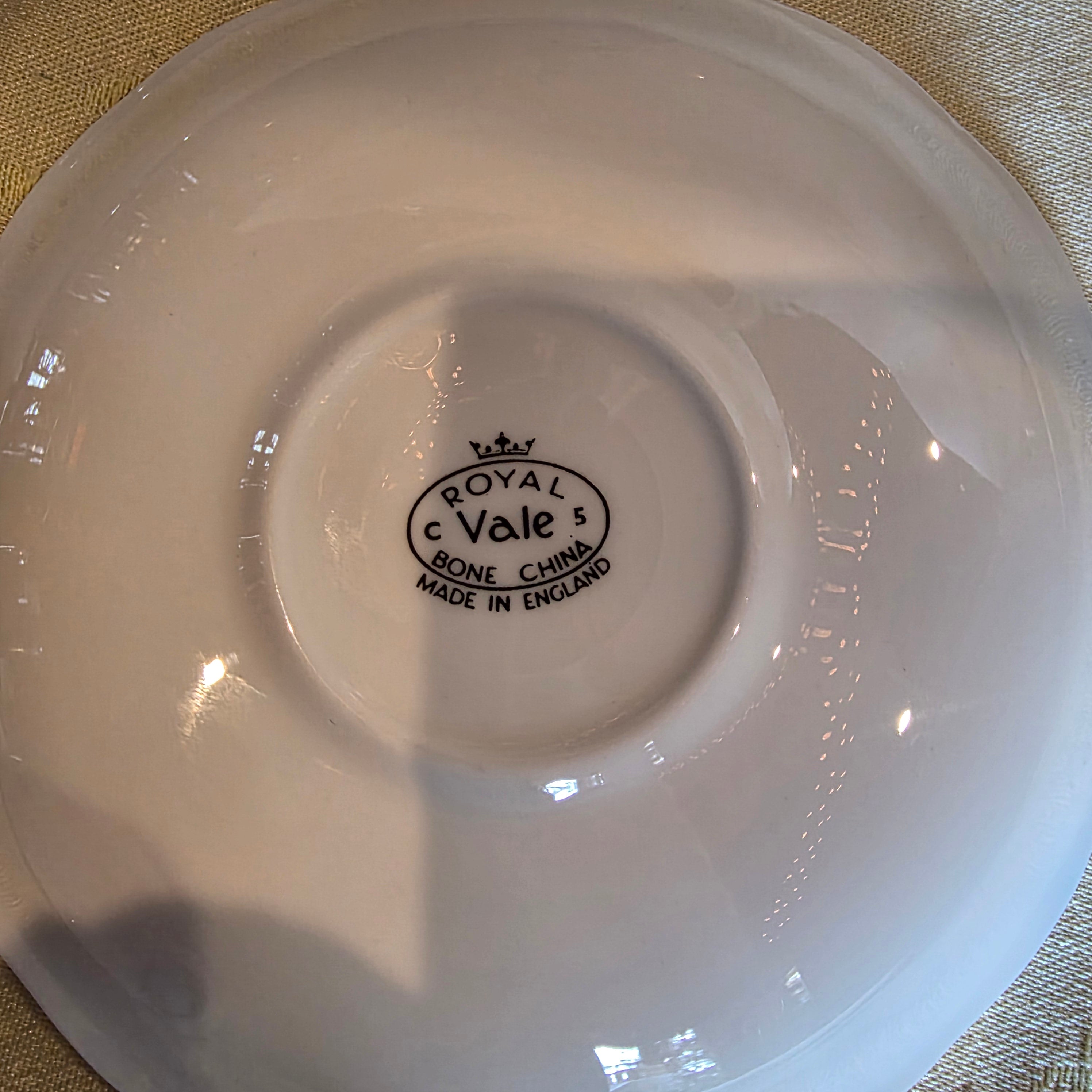 Vtg. English Bone China Royal Vale Cup & Saucer Pink Wild Rose with Gold Gilt Rim
