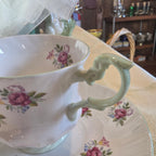 Vintage Rosina England Red Roses Teacup & Saucer Set | Fine Bone China | Gold Trim