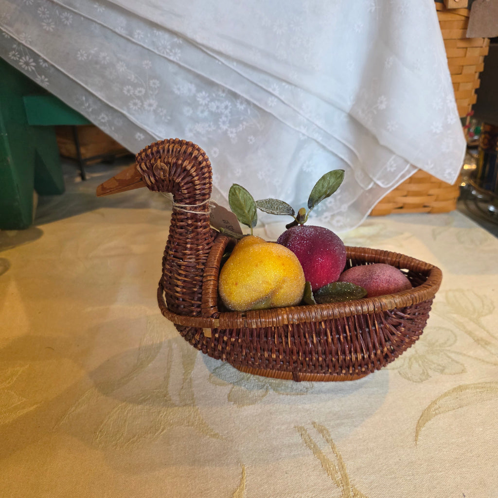 Vintage wicker Duck Basket-w/Fruit