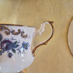 Vintage Rosina Fine Bone China Tea Cup & Saucer Set | English Floral Gold Trim