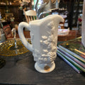 Westmoreland Milk Glass Pitcher - paneled grape - 8" vintage