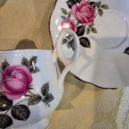 Vintage bone china cup & saucer made in England Pink Roses and gold trim