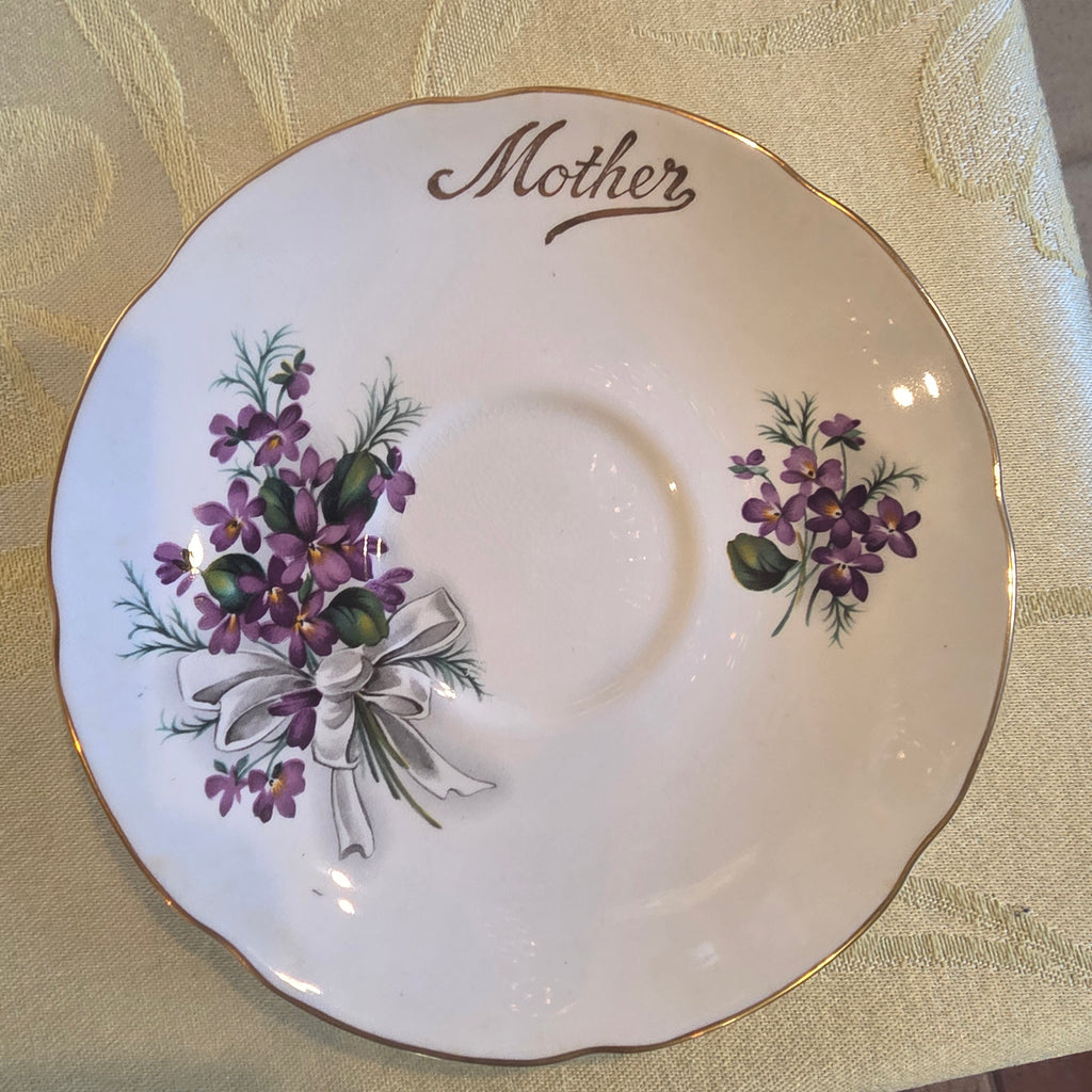 Royal Grafton Mother's Day Teacup & Saucer, Violets, Bone China