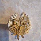 Vintage Crown Trifari Gold Tone Brooch Pin | Mid-Century Modern Abstract Flame Design