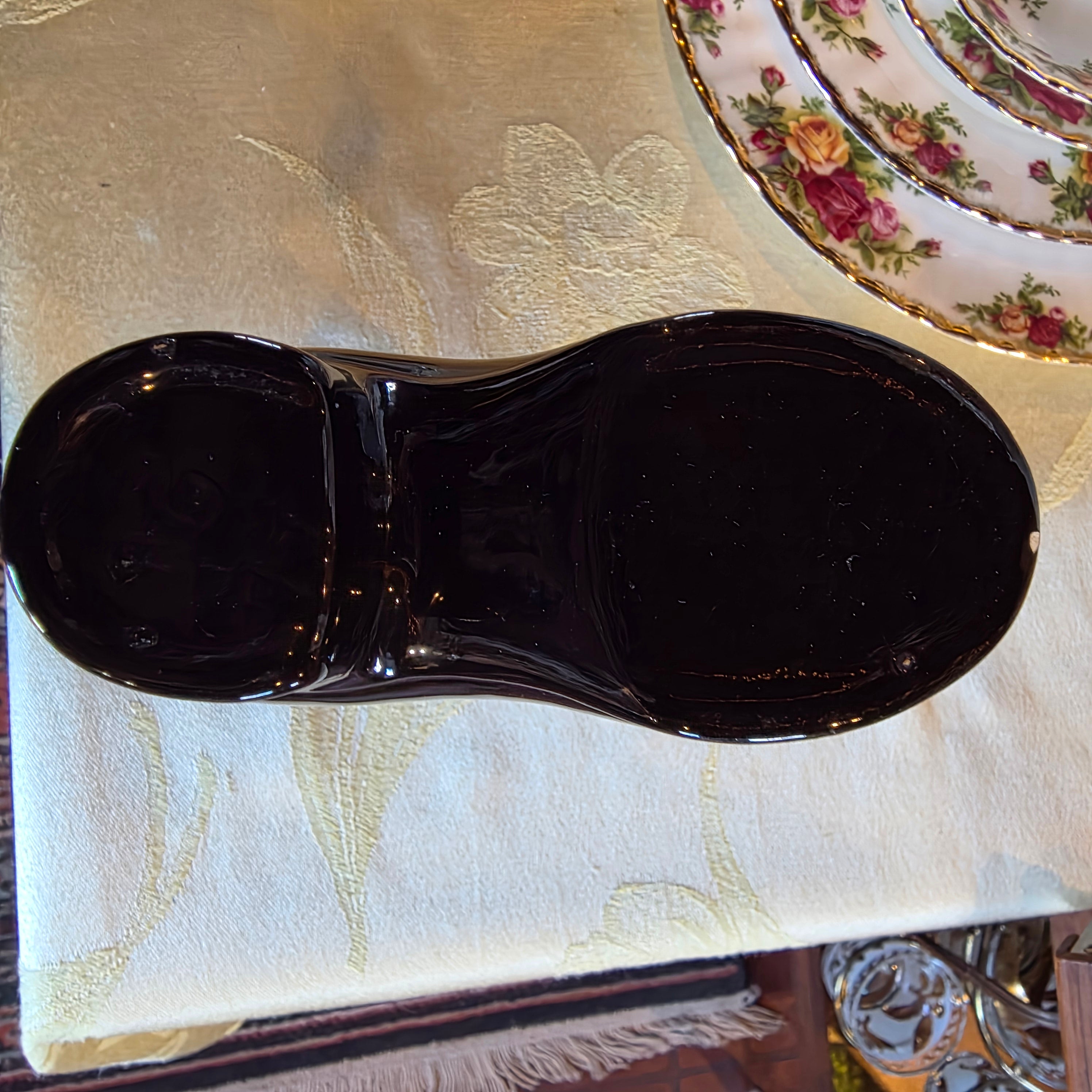 Black ceramic shoe vase