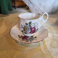 Vintage bone china cup & saucer made in England Floral Pattern and gold trim