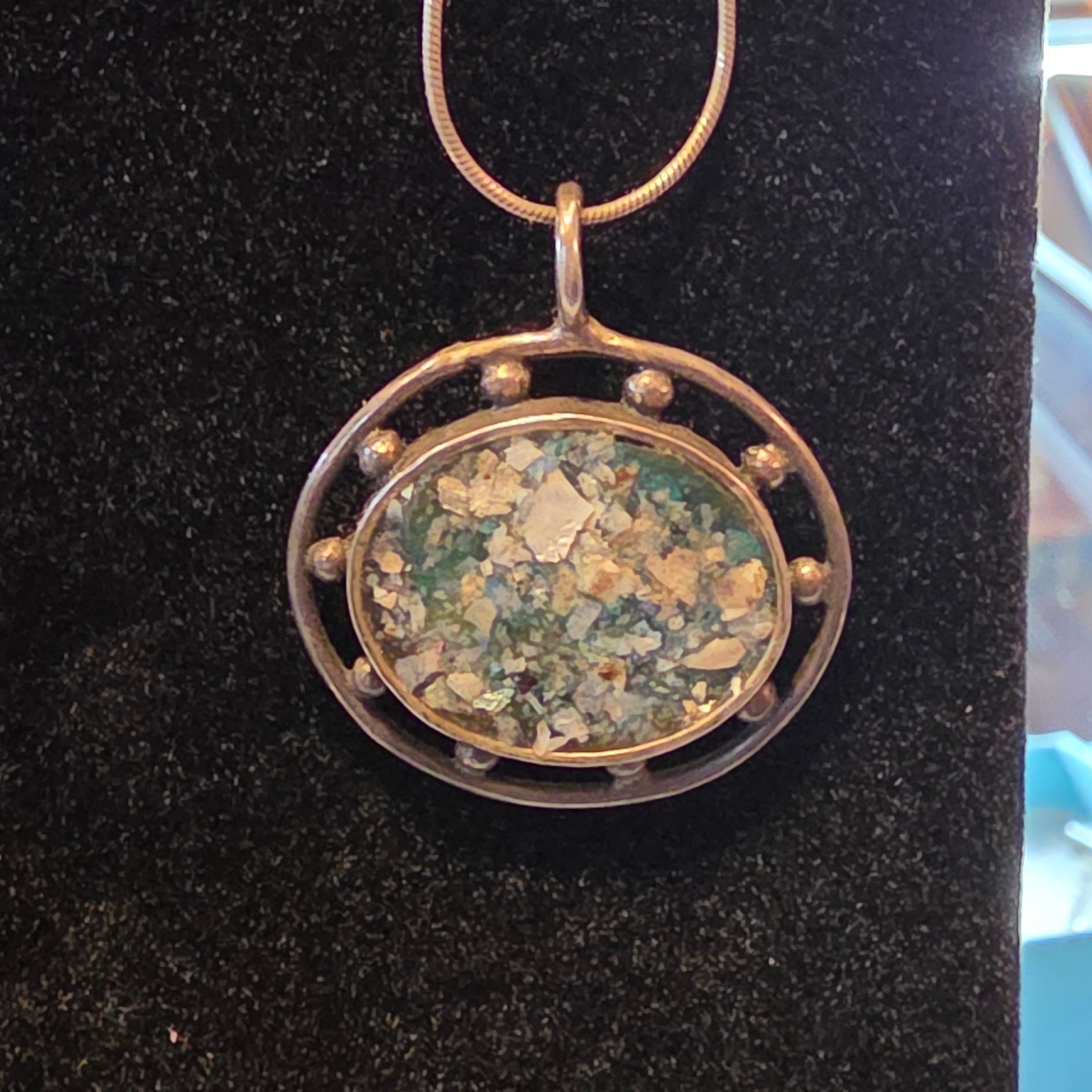 Sterling Roman Glass necklace