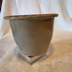 Rowe Pottery Works Salt Glaze Planter Flower Pot Vintage Stoneware Blue Floral