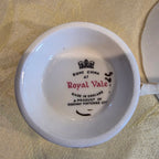 Vtg. Royal Vale Bone China cup & saucer blue rose and fuschia #7871