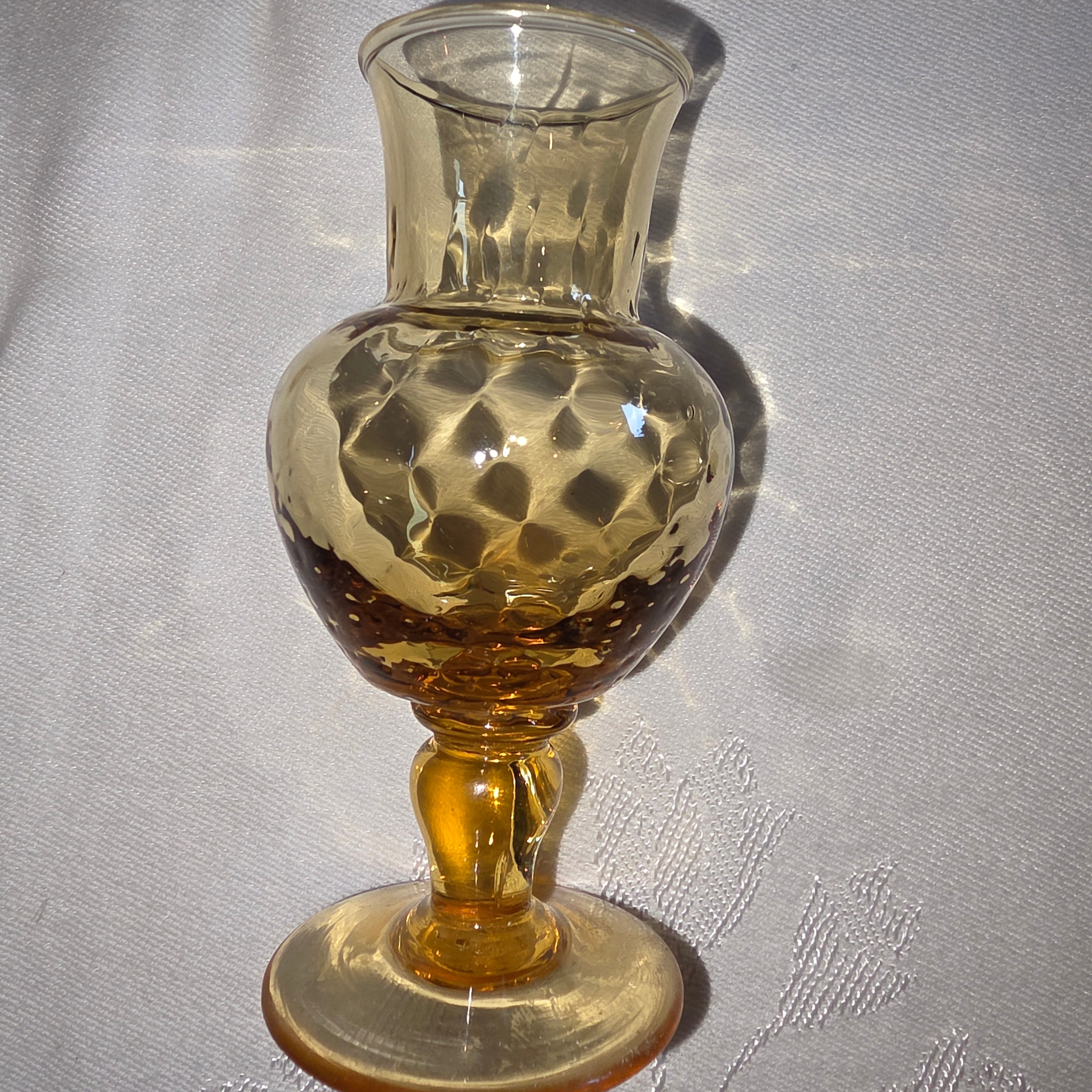 Amber blown glass mini bud vase