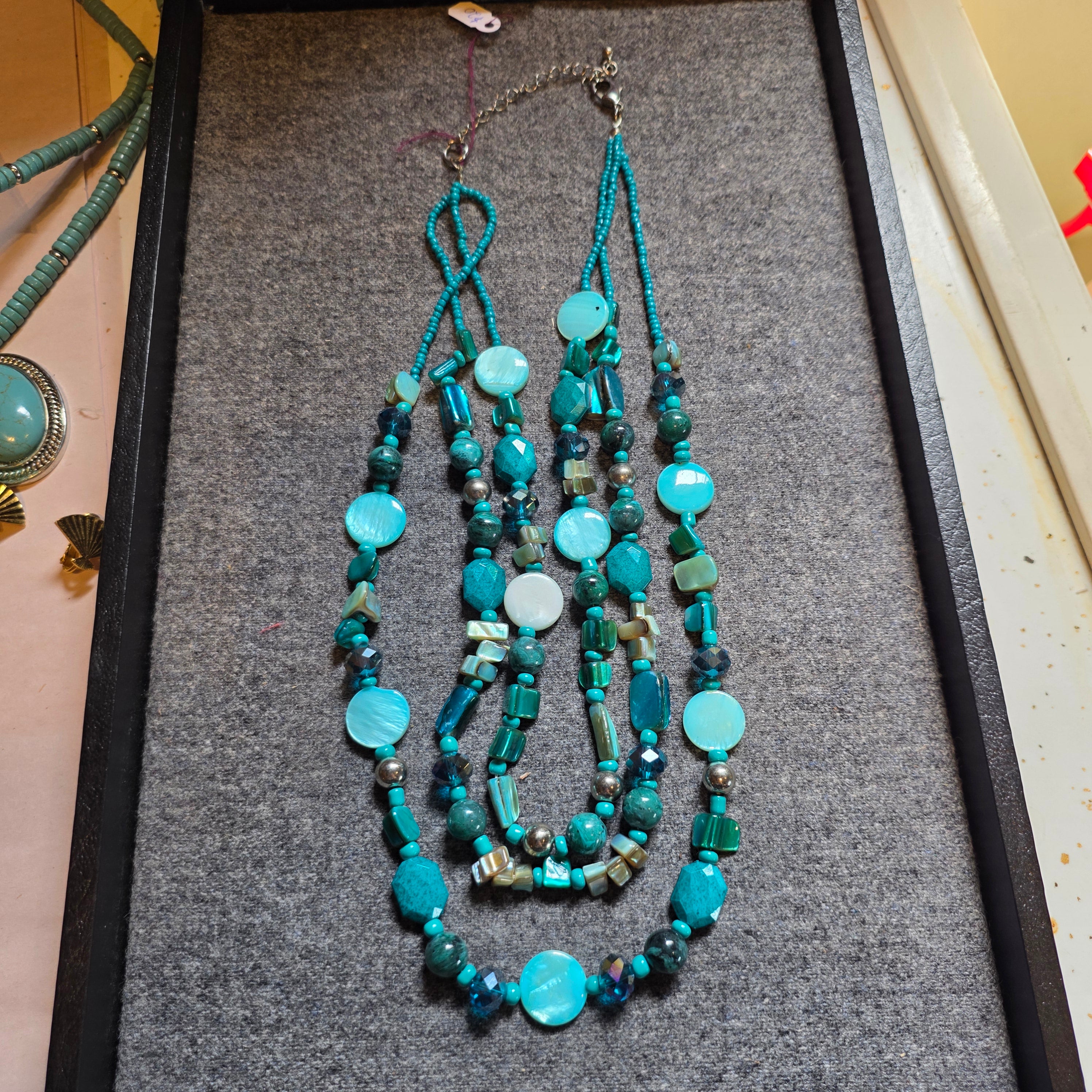 Blue chunky multi strand necklace