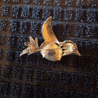 Hummingbird Brooch Pin Gold Tone Green Teal Enamel Clear Rhinestone Bird Jewelry
