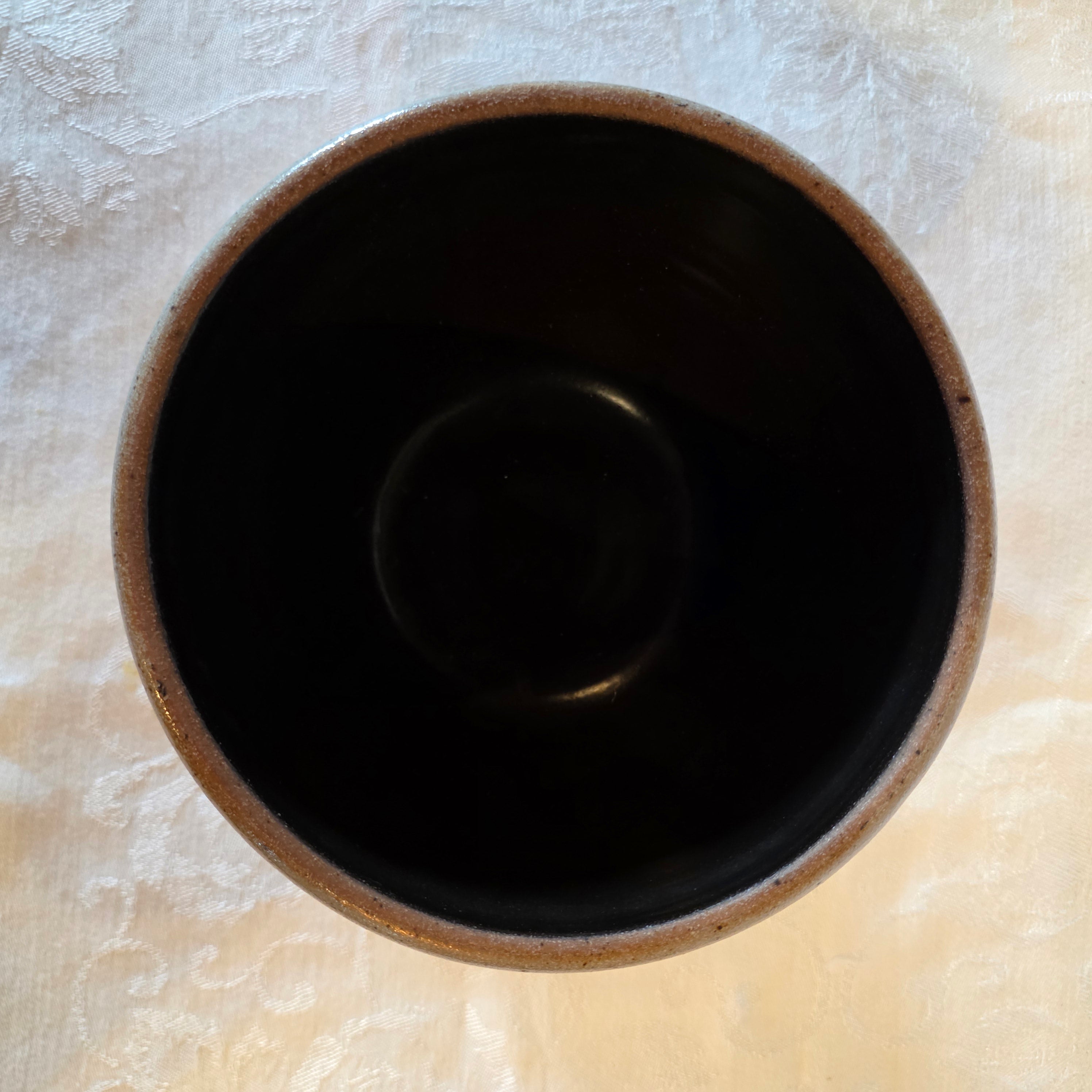 Rowe Pottery Works 1990 Salt Glaze Mixing Bowl 7" Blue Heart Vintage Stoneware