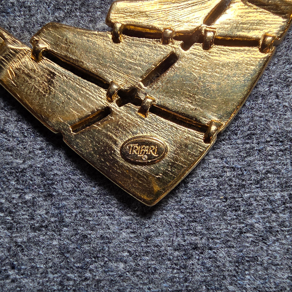 Trifari gold tone and black choker