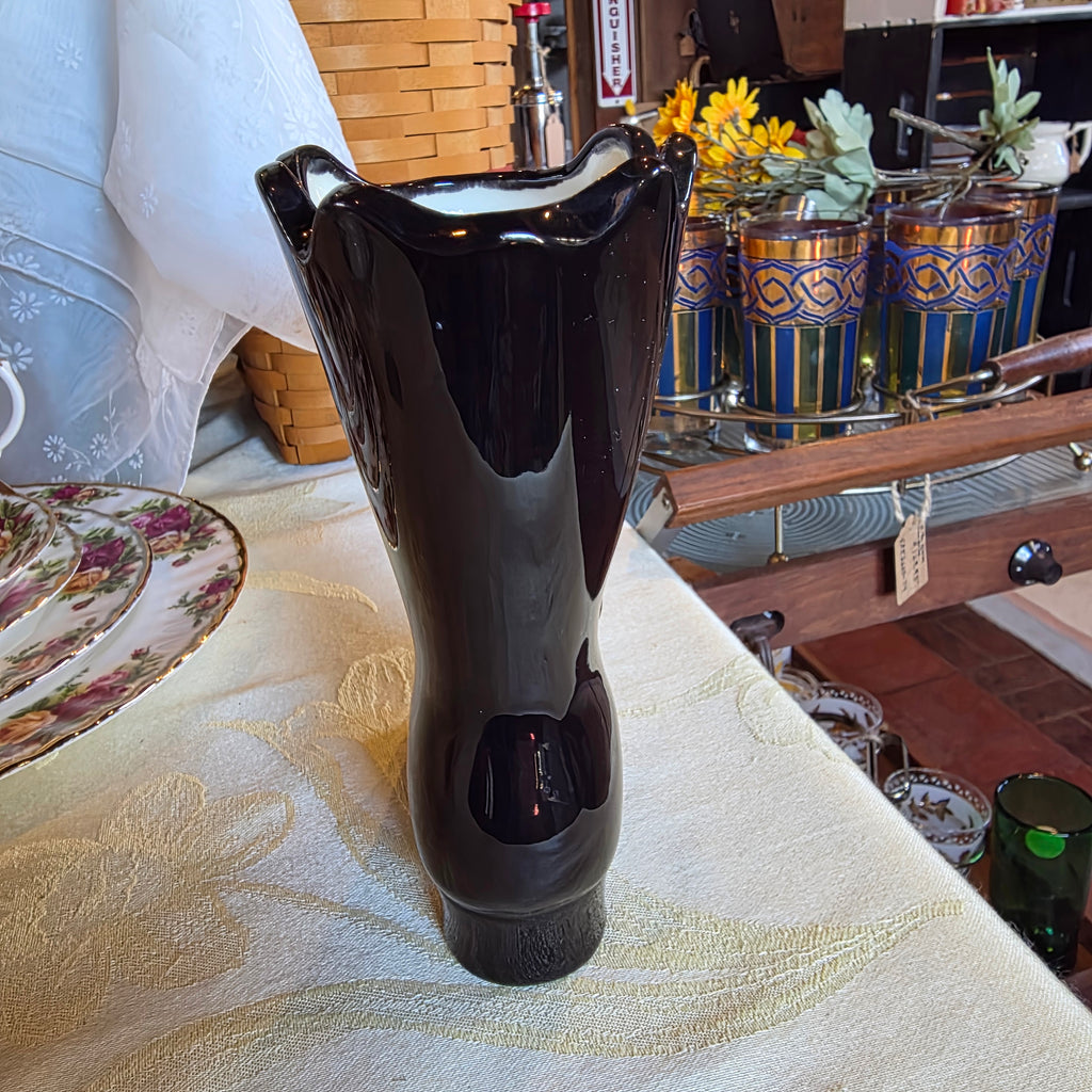 Black ceramic shoe vase