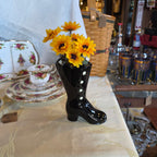 Black ceramic shoe vase