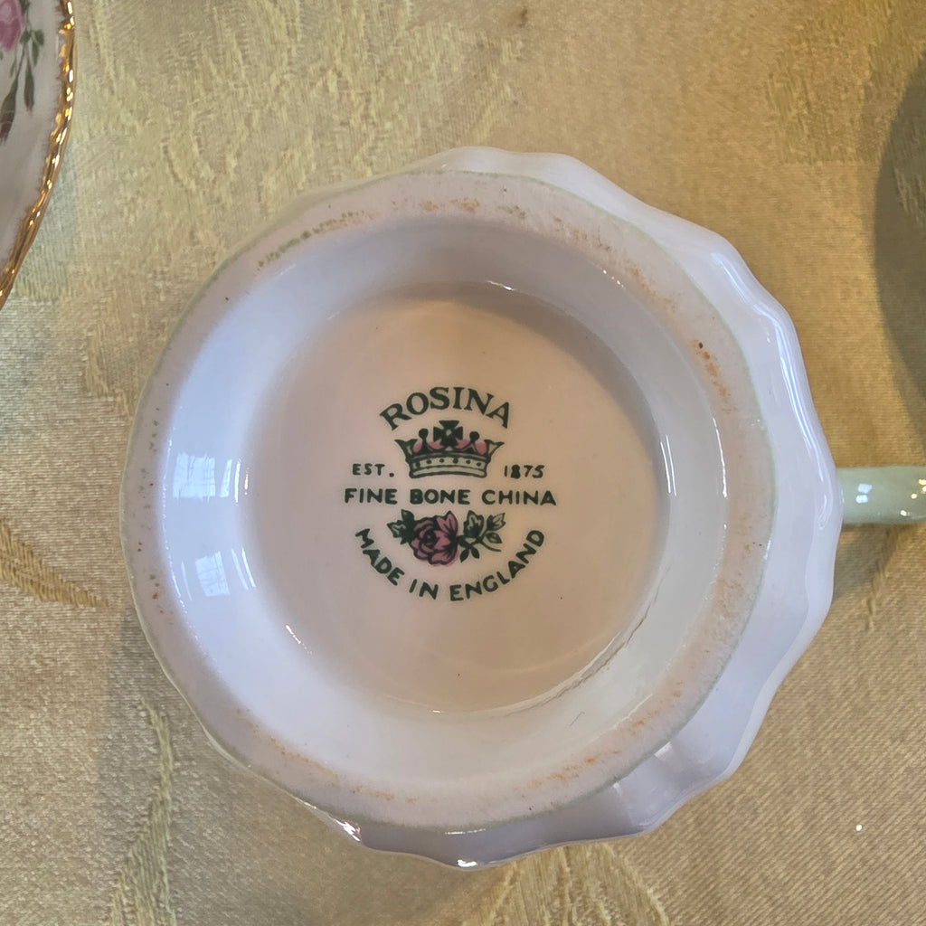 Vintage Rosina England Red Roses Teacup & Saucer Set | Fine Bone China | Gold Trim