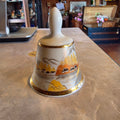 Kiyomasa Japan Porcelain Bell | Vintage Gold Trim Temple Scene