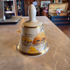 Kiyomasa Japan Porcelain Bell | Vintage Gold Trim Temple Scene